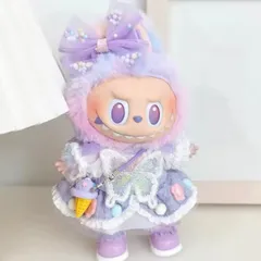 Labubu（ラブブ）用 着せ替え衣装 ゆめかわ パステルドレス　リボン　アイスバック　靴 セット POP MART ぬいぐるみ服　ぬい服　ぬいぐるみペンダント　服　ハブアシート　エナジー　マカロン　コーララブブ　着せ替え　商品No.38