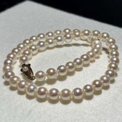 田崎/テリ強】 あこや 7.5ミリ 33g 44.5cm SV金具 ネックレス - メルカリ