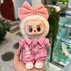 Labubu ラブブ ぬいぐるみ服 着せ替え ビッグリボン ピンクコーデ 17cm ハブアシート コカコーラ マカロン エナジー対応　商品No.9