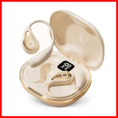 【在庫処分】タッチ操作 ディスプレイ残量表示 LED 音漏れ抑制 マイク付き 7g超軽量 耳塞がず快適 IPX7防水(アイボリー) 空気伝導 オープンイヤー Type-C急速充電 最大100時間再生 自動ペアリング 瞬時接続 bluetooth5.49 Hi-