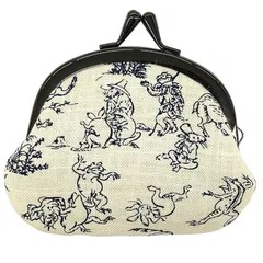 【在庫処分】12×10.5×3cm 白 鳥獣戯画 3.3寸 財布 がま口 日本製 丸全