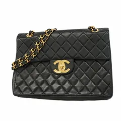 シャネル(Chanel) シャネル ショルダーバッグ デカマトラッセ Wチェーン ラムスキン ブラック レディース