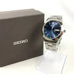 稼働品　新品電池交換済み　SEIKO　セイコー　腕時計　スピリット　デイデイト　青文字盤　アナログ　3針　金属ベルト　シルバー　クオーツ　箱付き　防水　W61