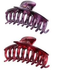 ヘアクリップ 髪留め 髪飾り 大きめ 11cm (レッド＋紫)