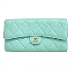 シャネル(Chanel) シャネル 長財布 マトラッセ キャビアスキン ライトブルー レディース