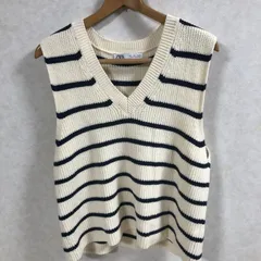 ZARA　ストライプニットベスト　Lサイズ