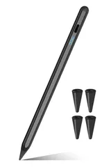 ホビナビ タッチペン iPad ペンシル 選べる全5カラー 極細 マグネット装着 替え芯4個付 スタイラスペン ペン 軽量 急速充電 iOS12.2以降 各種iPad対応 lm003-bk