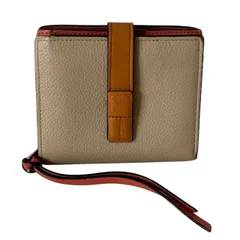 LOEWE ロエベ トライフォールドウォレット 財布 二つ折り財布 折財布 コンパクトウォレット アナグラム レザー ベージュ ブラウン