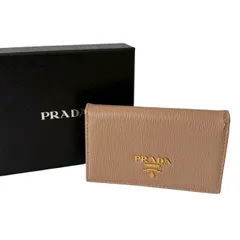 PRADA プラダ 1MC122 カードケース 名刺入れ パスケース 二つ折り コンパクト ロゴ レザー ピンクベージュ