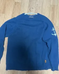 Guernsey Woollens(ガンジーウーレンズ) コットン ラグラン クルーネック セーター (ブルー XL)