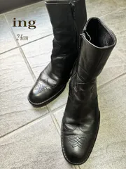 ing イング　レザーショートブーツ　ブラック