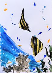 原画#216 黒猫 雪 パリ 花 フランス 水彩画 ドローイング インテリア