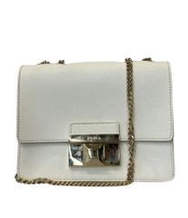 FURLA チェーンショルダーバッグ ホワイト ミニバッグ レザー - メルカリ