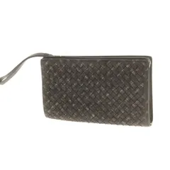 【中古】ボッテガヴェネタ BOTTEGAVENETA イントレチャート レザー セカンドバッグ ブラック【WxH14xD3】【メンズ】