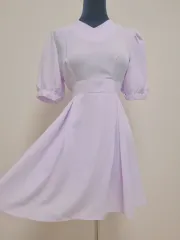 サムデイ ラベンダー ピンタック ONE PIECE (ゲストルック 披露宴 一歳の誕生日 セルフウェディング デート