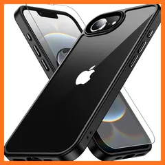 【新品】 iPhone 16e ケース ブラック ガラスフィルム付き 耐衝撃 アイフォン 16e ケース 米軍MIL規格 耐久性 iPhone16E 黄ばみ防止 アイホン16E ワイヤレス充電対応 あいほん16E SGS認証 スマホケース あいふぉん16E 0