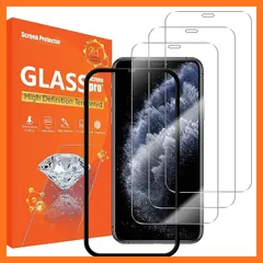 【新品】 seninhi [3パック iPhone 11 pro/X/XS 5.8インチ用スクリーンプロテクター 3パック 強化ガラススクリーンプロテクター [取り付け簡単フレーム付き] [硬度9H] [傷防止] [気泡なし] - クリア 0