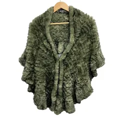 Thes&Thes(テス&テス) ストール(ショール)新品同様  - カーキ×黒 ファー