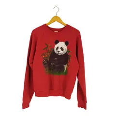 フルーツオブザルーム FRUIT OF THE LOOM 80S USA製 パンダ プリント ラグランスリーブ クルーネックスウェット メンズ import：L 