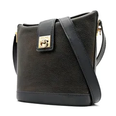 CELINE セリーヌ ショルダーバッグ オールレザー ガンチーニ ロゴ金具 レザー ネイビー 廃盤・ヴィンテージ