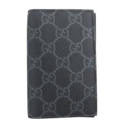 未使用品▼GUCCI グッチ 821209 コーティングファブリック GG エンブレム パスケース 名刺入れ カードケース ブラック イタリア製 メンズ