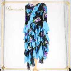 社交ダンス 衣装 スタンダード ドレス ワンピース レッスンウェア ブラック系 ブルー系 パープル系 グリーン系 prima boutique プリマブティック 黒 紫 緑 水色 フリル デザイン 花柄 おしゃれ 発表会 カジュアル 講習用 ダンス 練習