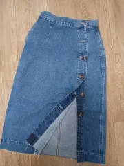 アズール AZUL デニムスカート ボタンデザインテープ デニムスカート