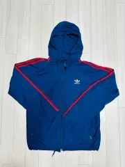 アディダス ネイビー ウィンドブレーカー フードジップアップ m95