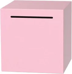Queen-b 貯金箱 開かない ステンレス おしゃれ 500円玉 お札 壊して開ける ボックス シンプル かわいい インテリア 大容量 正方形 鍵なし ギフト プレゼント (ピンク,  小)