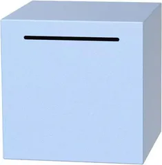 Queen-b 貯金箱 開かない ステンレス おしゃれ 500円玉 お札 壊して開ける ボックス シンプル かわいい インテリア 大容量 正方形 鍵なし ギフト プレゼント (ブルー, 小)