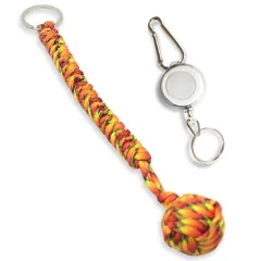 [SALUDABLE] パラコード ストラップ 防犯 グッズ 護身用 カラビナ キーホルダー 女性 子供 (オレンジ)