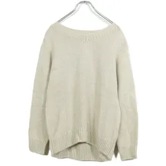 【美品】インディヴィ★長袖ニット Vネックセーター 大きいサイズ？ ベージュ系 z17044