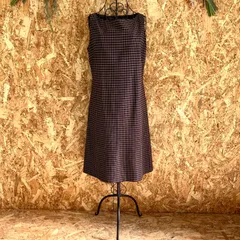 SG4832 22OCTOBRE ノースリーブ ワンピース ブラック レッド ベージュ チェック柄