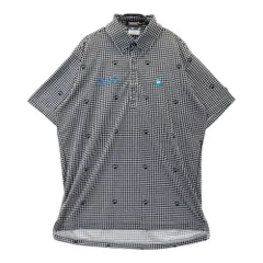 サイズ：3L LE COQ GOLF ルコックゴルフ  半袖ポロシャツ ボタンダウン 千鳥柄 ブラック系 [240101568679] ゴルフウェア メンズ ストスト