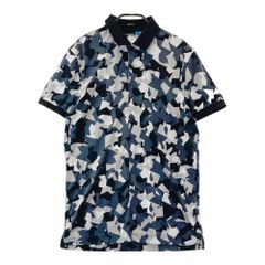 J ジェイリンドバーグ　ゴルフポロシャツ 迷彩　紺ネイビー　グレー　青　S カモ J ジェイリンドバーグ ゴルフポロシャツ 迷彩 紺ネイビー グレー 青 S