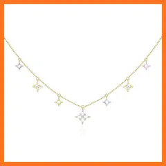【新品】 [FANCIME] ネックレス レディース「星の光り」星モチーフ クロススター 金色 ジルコニア シルバー ｓ925 K18ゴールドメッキを施す 人気 首飾り キラキラ ブランド クリスマス 誕生日 記念日 プレゼント ギフトラッピング付 0