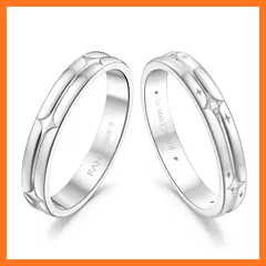 【新品】 [FANCIME] ペアリング レディース メンズ [star love] 婚約 指輪 2個セット 女14号 男19号 星 四芒星 スター刻印 ジルコニア シルバー S925 カップル 婚約指輪 お揃い 記念日 おそろい プレゼント ギフトラッピ 1