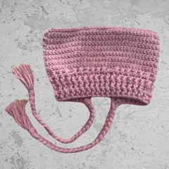 猫耳ニット帽　紐付き　ハンドメイド　No.07