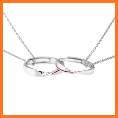 【新品】 [Nicoiro] ペアリング 運命の赤い糸 フリーサイズ カップル お揃い 指輪 シルバー（S925） 製 (ペアリング+チェーン) 0