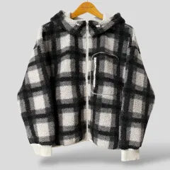 レディースL) UNIQLO JW Kinloch Anderson ボア CHECK フリース ジャケット