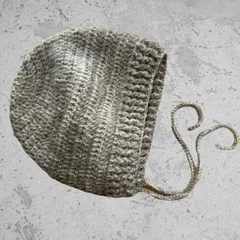 ボンネット　グレー×ホワイト　ハンドメイド No.08