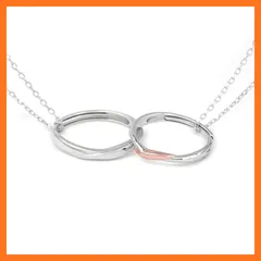 【新品】 [Nicoiro] ペアリング 愛と優しさが重なり合うリング フリーサイズ カップル お揃い 指輪 シルバー（S925） 製 (ペアリング＋チェーン) 0