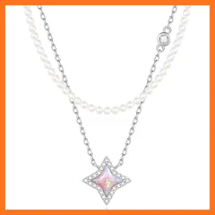 【新品】 [FANCIME] ネックレス レディース クロススター 「星の光り」 星モチーフ オパール ジルコニア ビーズネックレス 2連 シルバー S925 キラキラ 人気 首飾り ブランド クリスマス 誕生日 記念日 プレゼント ギフトラッピング付 1
