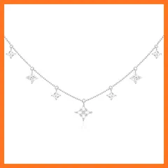 【新品】 [FANCIME] ネックレス レディース「星の光り」星モチーフ クロススター 星があつまった ジルコニア シルバー S925 ピュア 人気 首飾り キラキラ ブランド クリスマス 誕生日 記念日 プレゼント ギフトラッピング付 0