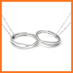 【新品】 [Nicoiro] ペアリング 愛が重なるクロスデザイン フリーサイズ カップル お揃い 指輪 シルバー（S925） 製 (ペアリング＋チェーン) 0