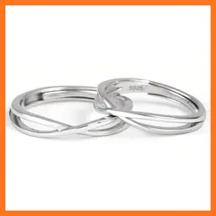 【新品】 [Nicoiro] ペアリング 愛が重なるクロスデザイン フリーサイズ カップル お揃い 指輪 シルバー（S925） 製 (ペアリング) 0