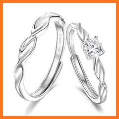 【新品】 [FANCIME] ペアリング レディース メンズ [きらめく銀河] 2個セット 一粒 指輪 ひねり リング ジルコニア シルバー S925 純銀製 カップル 婚約指輪 結婚指輪 ホワイトデー お返し 記念日 おそろい プレゼント ギフトラッピン 0