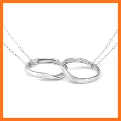 【新品】 [Nicoiro] ペアリング 波のように途切れない愛 フリーサイズ カップル お揃い 指輪 シルバー（S925） 製 (ペアリング＋チェーン) 0