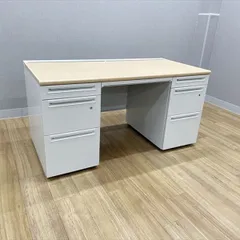 プラス 両袖デスク US US-1 オフィスデスク W1400 D700 ホワイトメープル
