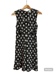 RE341 【美品】Milly OF NEWYORK  総柄　ウールワンピース　ノースリーブ　グレー　レディース　サイズS